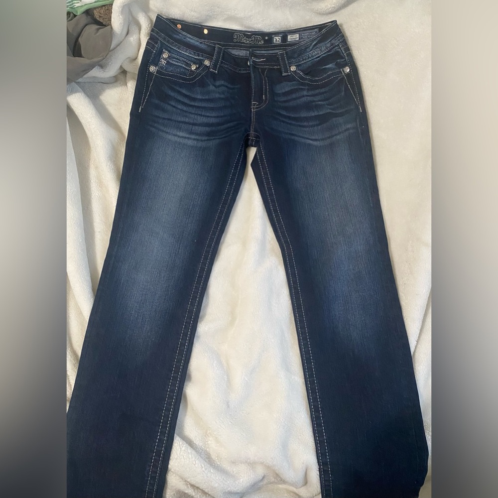 Miss me jeweled cross back bootcut jeans